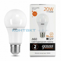 Лампа Gauss LED Elementary А60 20W E27, 3000k