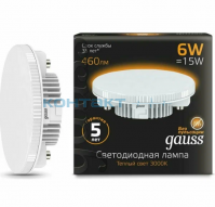 Лампа Gauss LED, GX53, 6W Premium, 3000k