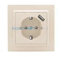 Розетка Минск, 1я с/з беж. 1 USB 1A, EKF