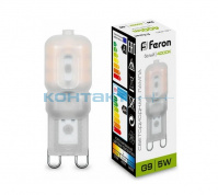 Лампа LED G9 5W 220V, 4000k, Feron