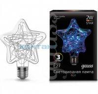 Лампа LED декоративная 3D, RGB 2W E27, звезда, Gauss