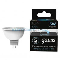 Лампа Gauss LED MR16, 5W 220V, 4100k, ДИММЕР