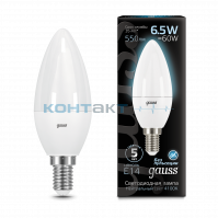 Лампа Gauss LED Свеча 6,5W, Е14, 4100k