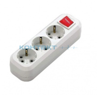Колодка  удлинителя 3гн c/з + выключатель, MGP211, Makel