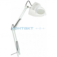 Светильник на струбцине KD-350 белый с лупой 2D, Е27, Camelion