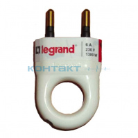 Вилка Legrand б\з с кольцом, белая