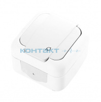 Розетка VIKO 1м с крышкой белый, IP54