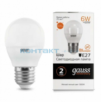 Лампа Gauss LED Elementary Шар,  6W E27, 3000k