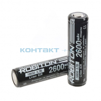 Аккум. 18650, 3,7V 2600mAh, c защитой, ICR, Robiton