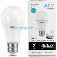 Лампа Gauss LED Elementary А60 20W E27, 4100k