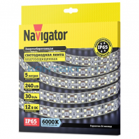 Лента двойная LED, 2835/240, 30W 12V, белая 6000k, IP66, Navigator