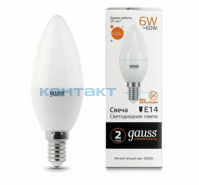 Лампа Gauss LED Elementary Свеча,  6W E14, 3000k