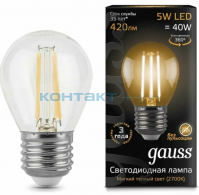 Лампа Gauss LED Filament шар, 5W E27, 2700k