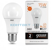 Лампа Gauss LED Elementary А60 15W E27, 3000k