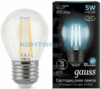 Лампа Gauss LED Filament шар, 5W E27, 4100k