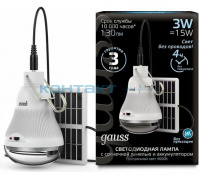 Лампа Gauss LED А60 3W 130lm, 4100k, солн. панель