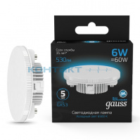 Лампа Gauss LED, GX53, 6W Premium, 6500k