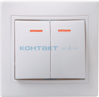 Выключатель с/у, 2кл. с подсветкой, Кварта, IEK