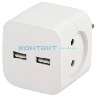 Четверник 10А, 2USB 2.4A, белый SP-4-USB-W, ЭРА