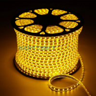 Лента LED 220V, 14*7, 14.4w/m, IP68 Жёлтый, Ecola