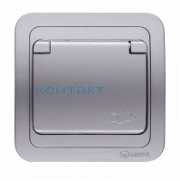 Розетка 1м с крышкой серебр. Makel Mimoza 23409