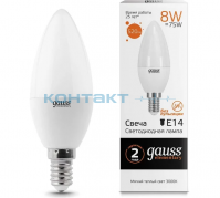 Лампа Gauss LED Elementary Свеча,  8W E14, 3000k