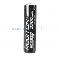 Аккум. 18650, 3,7V 2200mAh, c защитой, Robiton