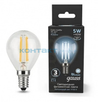 Лампа Gauss LED Filament шар, 5W E14, 4100k