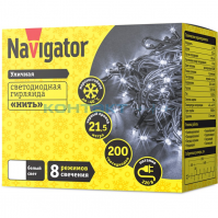 Гирлянда LED наруж. Нить 21м ,белый, 200cw Navigator