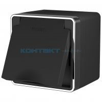 Розетка 1м влагозащит. о/у чёрный, W5071235, Gallant Werkel