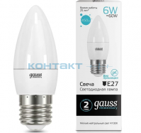 Лампа Gauss LED Elementary Свеча,  6W E27, 4100k